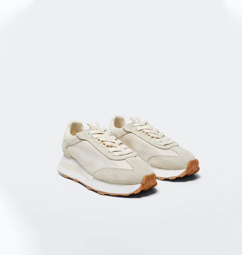Women Beige Solid Sustainable Leather Sneakers